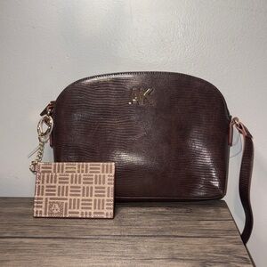 Anne Klein Dark Brown Crossbody Bag with Card Holder